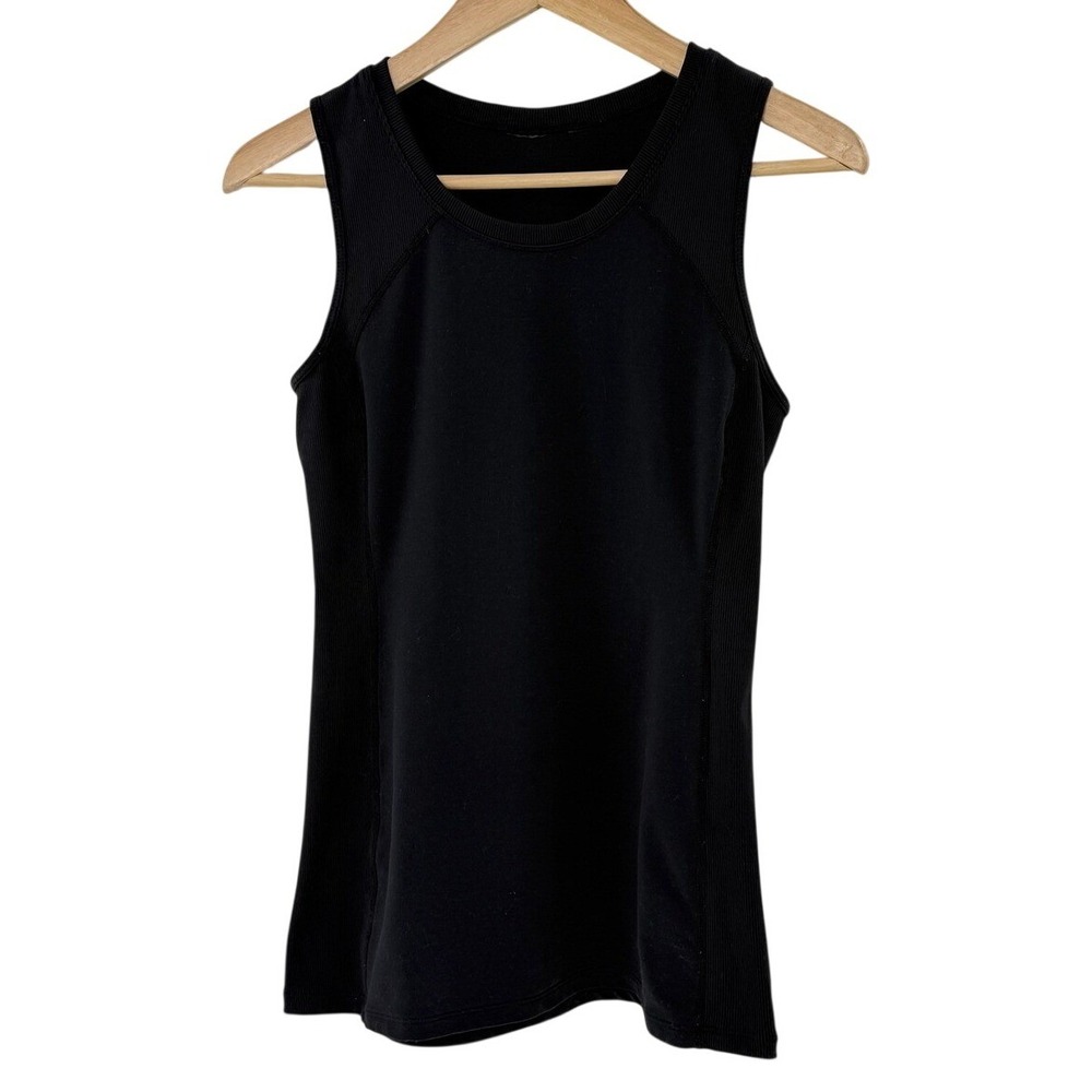 Zella Womens Black Ribbed Panel Activewear Tank Top Sleeveless Gym Shirt Small